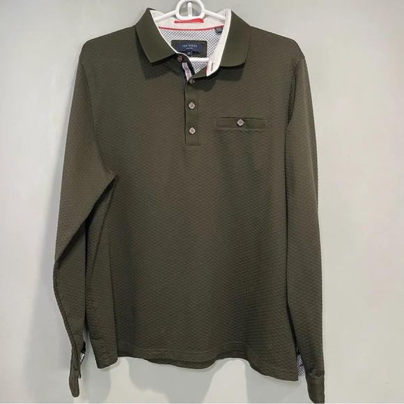 Ted Baker London Other - Ted Baker Long Sleeve Green Navy Polo shirt Deluxe size 6